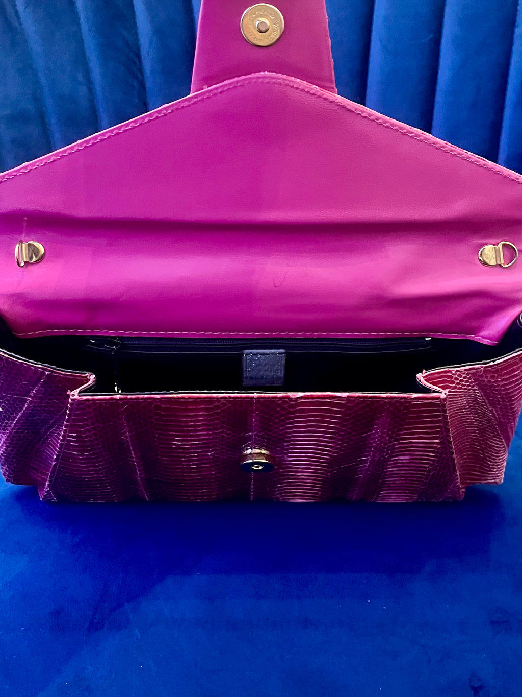 J. Renee Fuchsia Genuine Snakeskin Clutch & Crossbody Bag