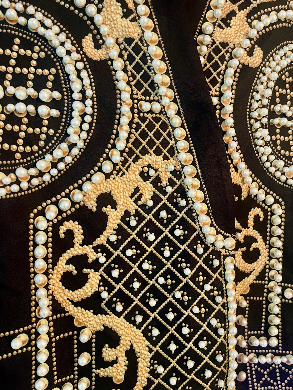 Statement Pearl & Gold Embellished Jacket – Baroque Beaded Blazer w Pockets