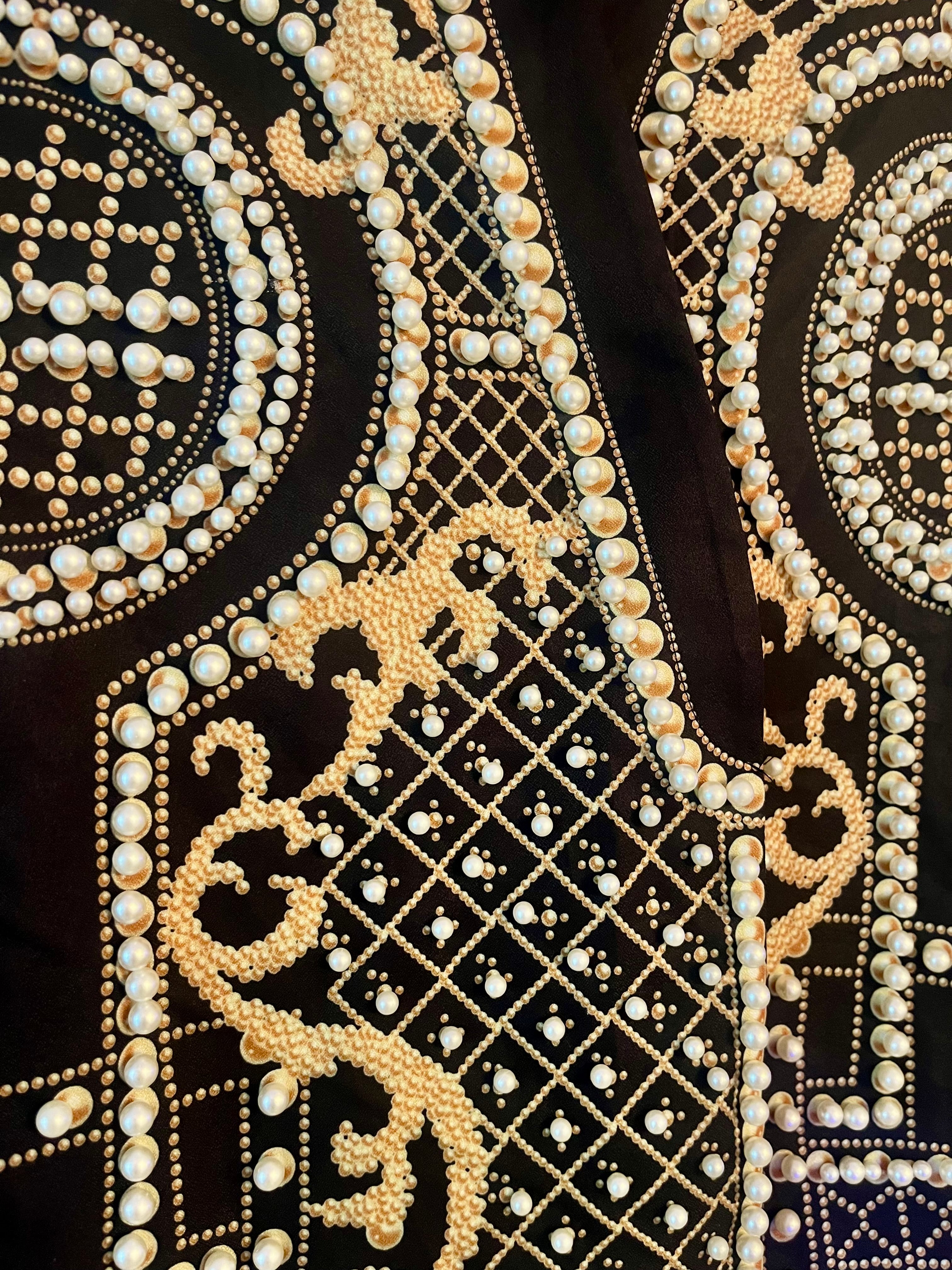 Statement Pearl & Gold Embellished Jacket – Baroque Beaded Blazer w Pockets