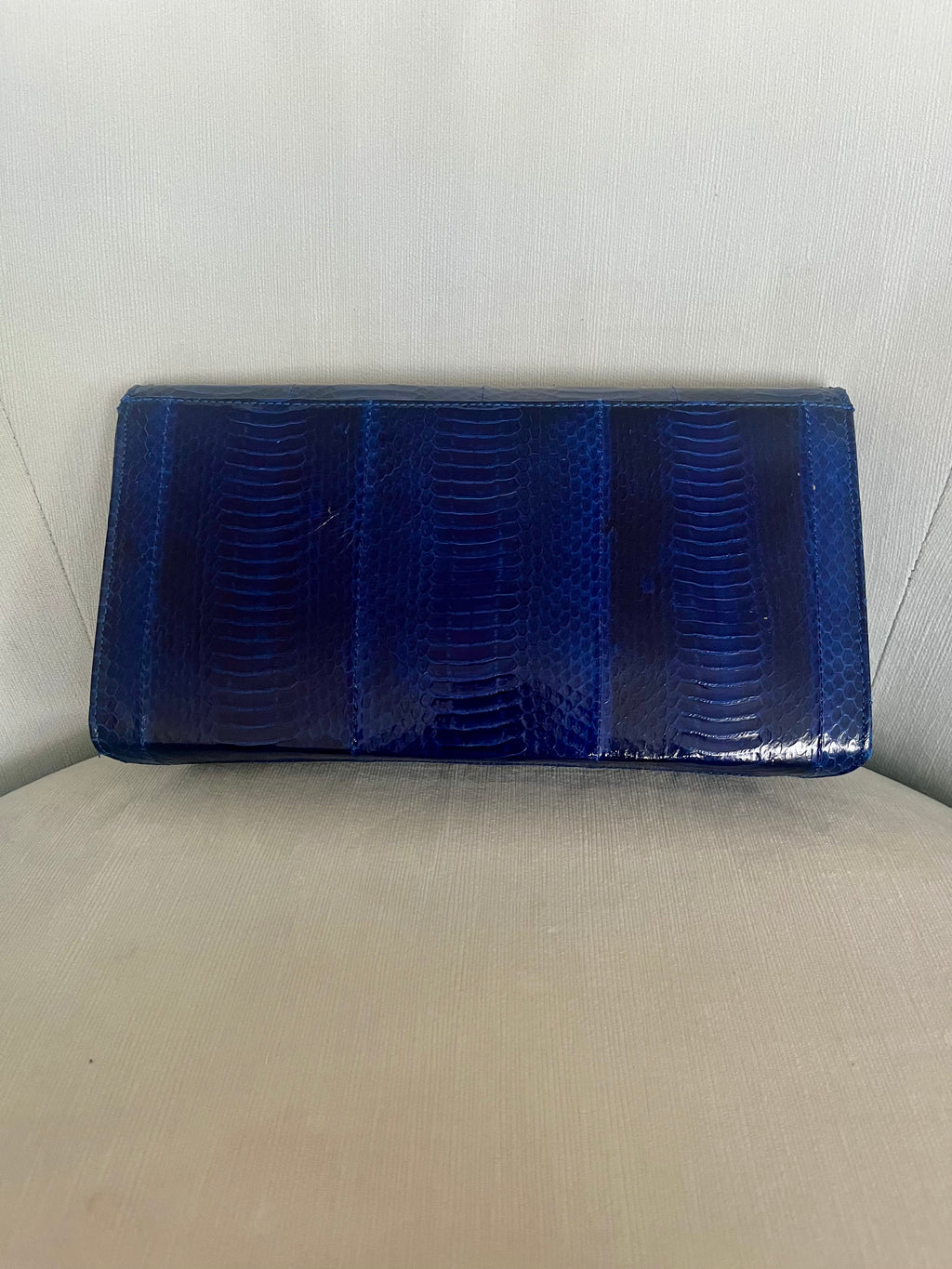 Genuine Navy Python Clutch – Midnight Blue Exotic Snakeskin Envelope