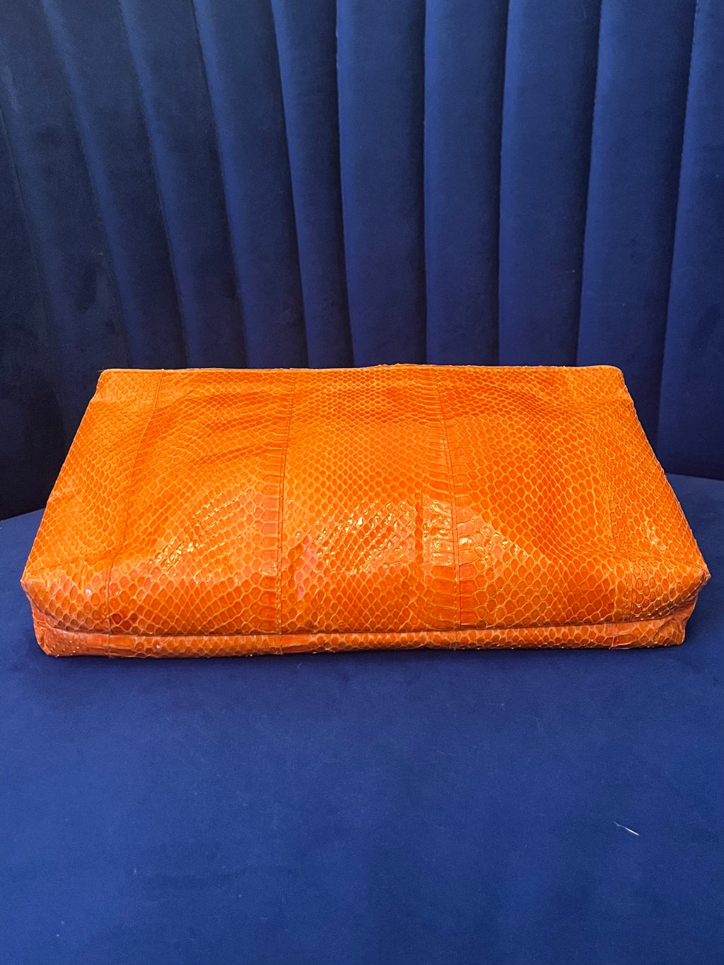 Vintage Genuine Snakeskin Bag - Bright Orange Exotic Leather Clutch - Y2K