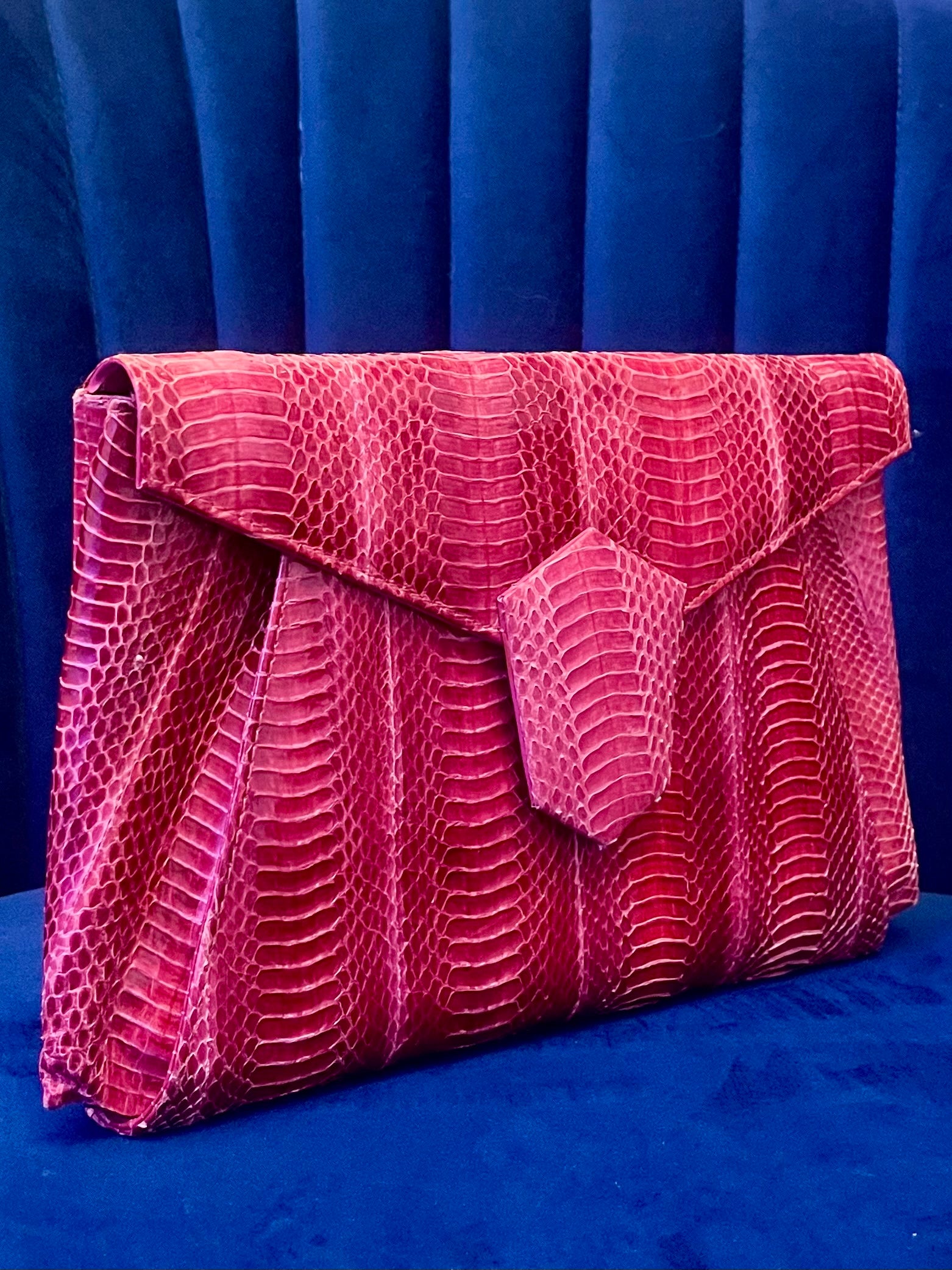 J. Renee Fuchsia Genuine Snakeskin Clutch & Crossbody Bag