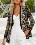 Statement Pearl & Gold Embellished Jacket – Baroque Beaded Blazer w Pockets