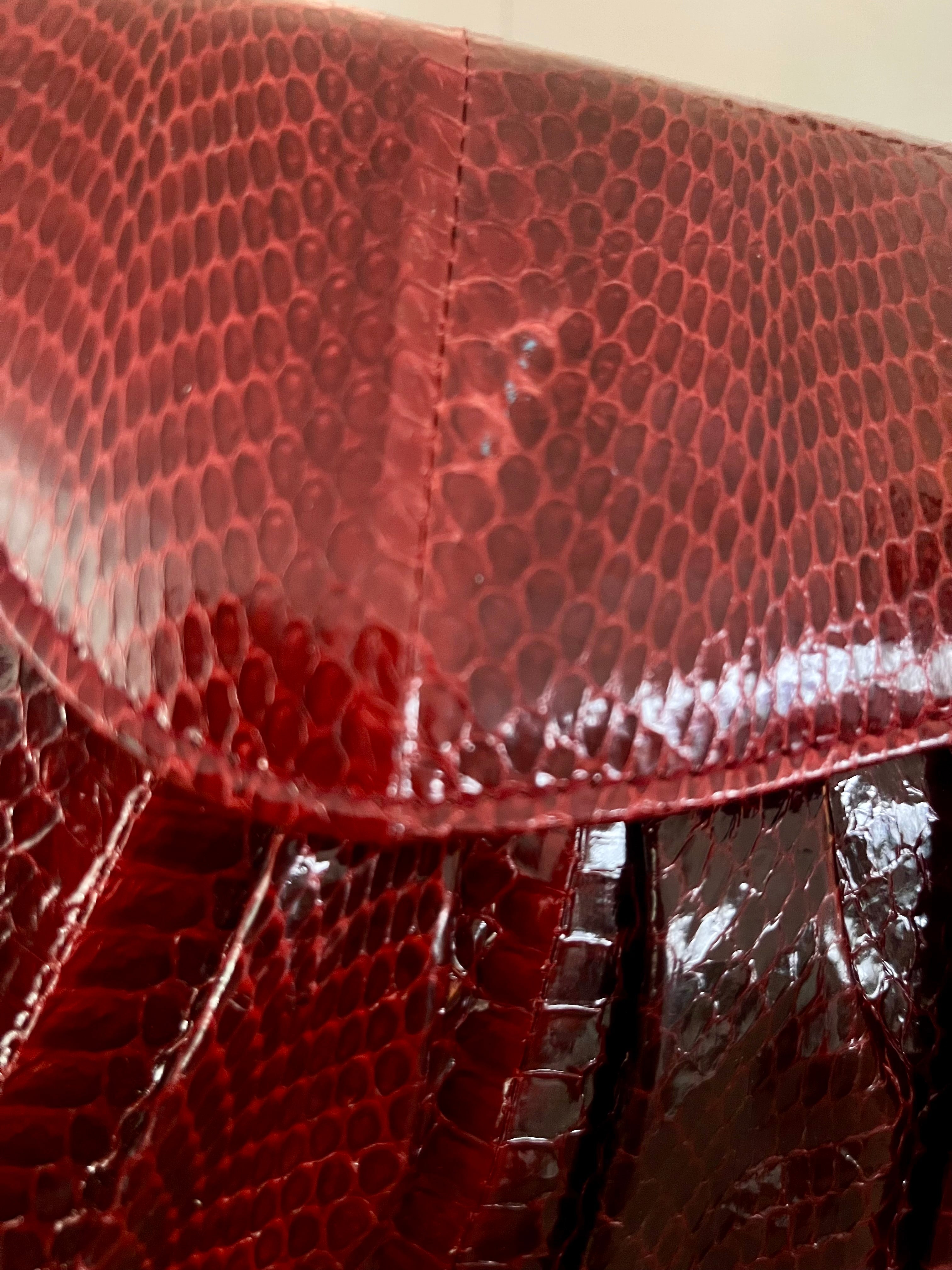 Genuine Red Python Leather Clutch & Crossbody Bag – Exotic Snakeskin Envelope