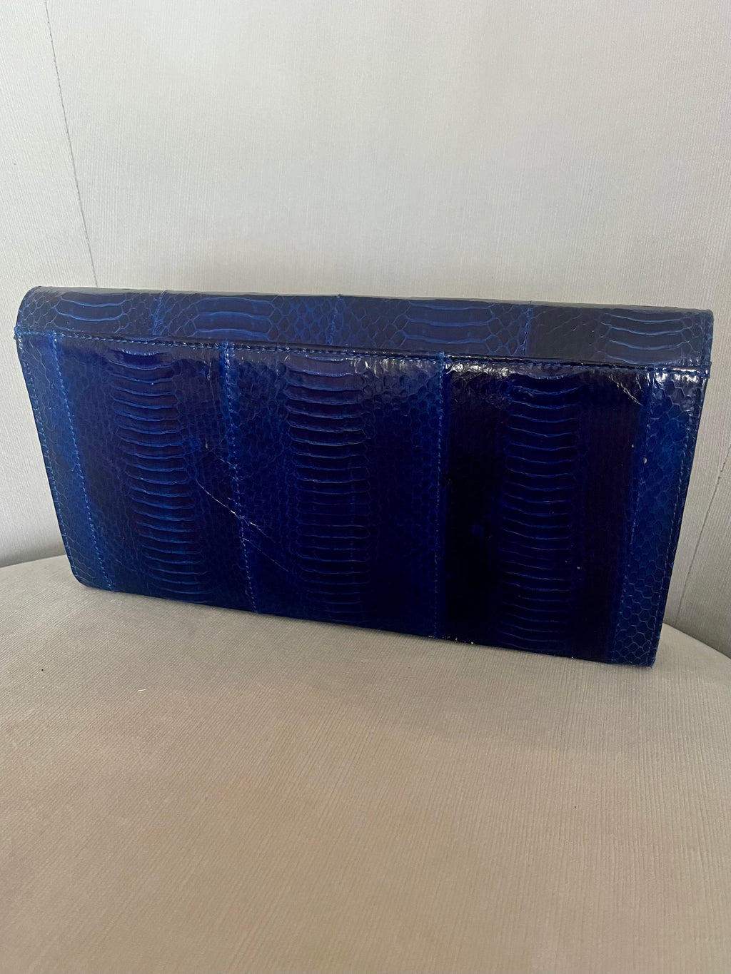 Genuine Navy Python Clutch – Midnight Blue Exotic Snakeskin Envelope