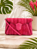 J. Renee Fuchsia Genuine Snakeskin Clutch & Crossbody Bag