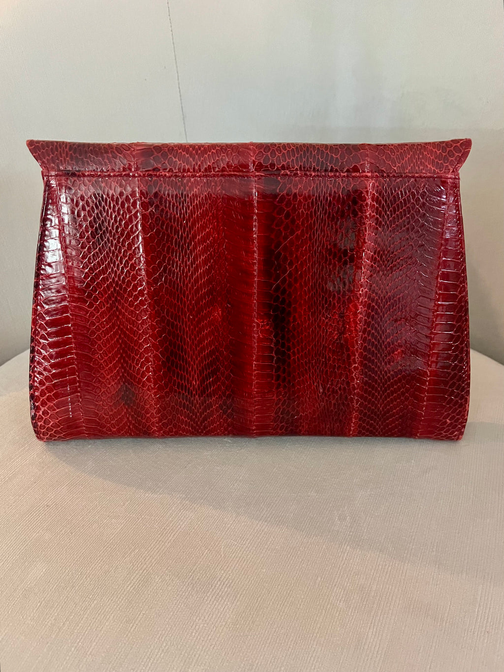Genuine Red Python Leather Clutch & Crossbody Bag – Exotic Snakeskin Envelope