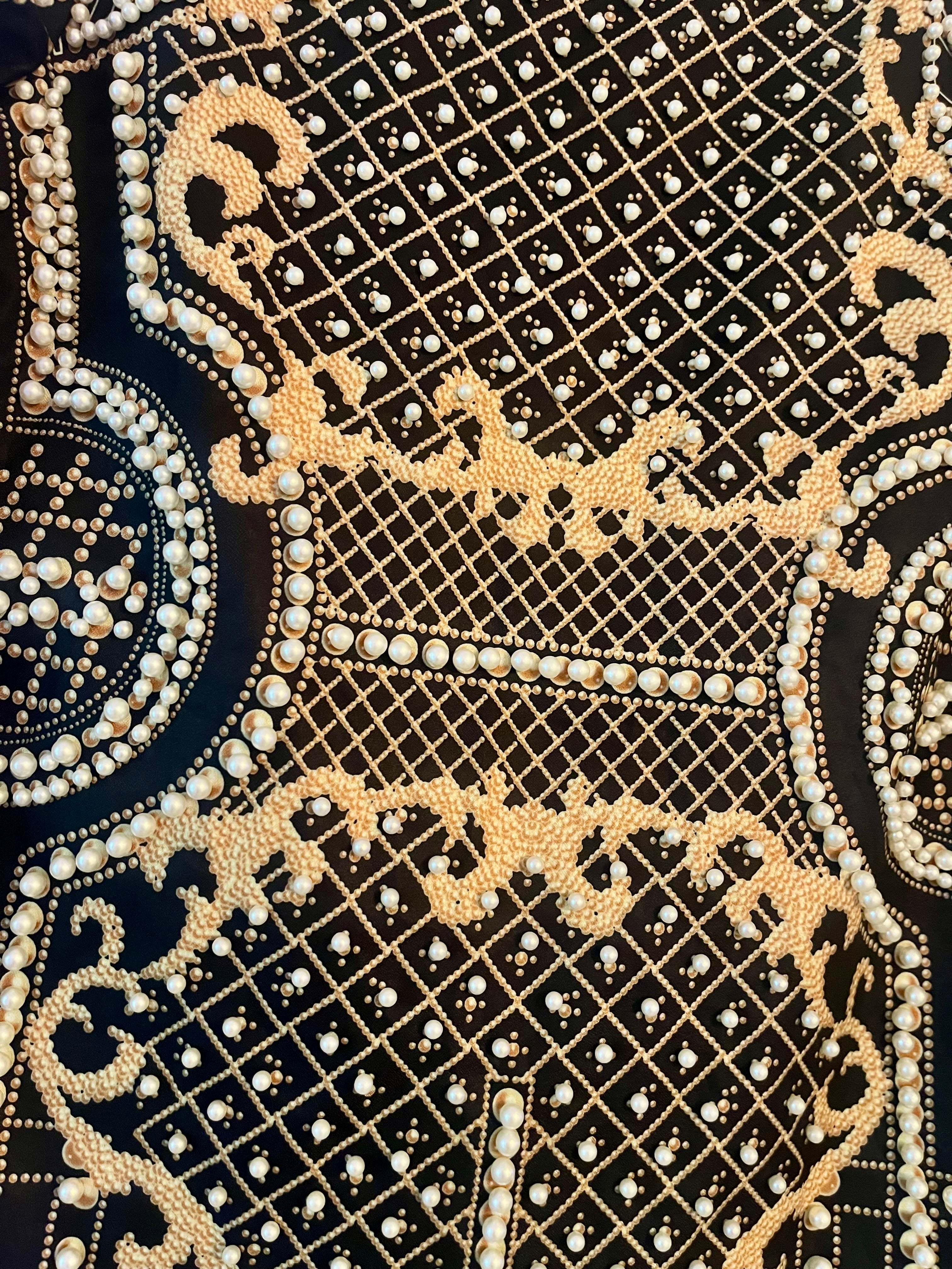 Statement Pearl & Gold Embellished Jacket – Baroque Beaded Blazer w Pockets