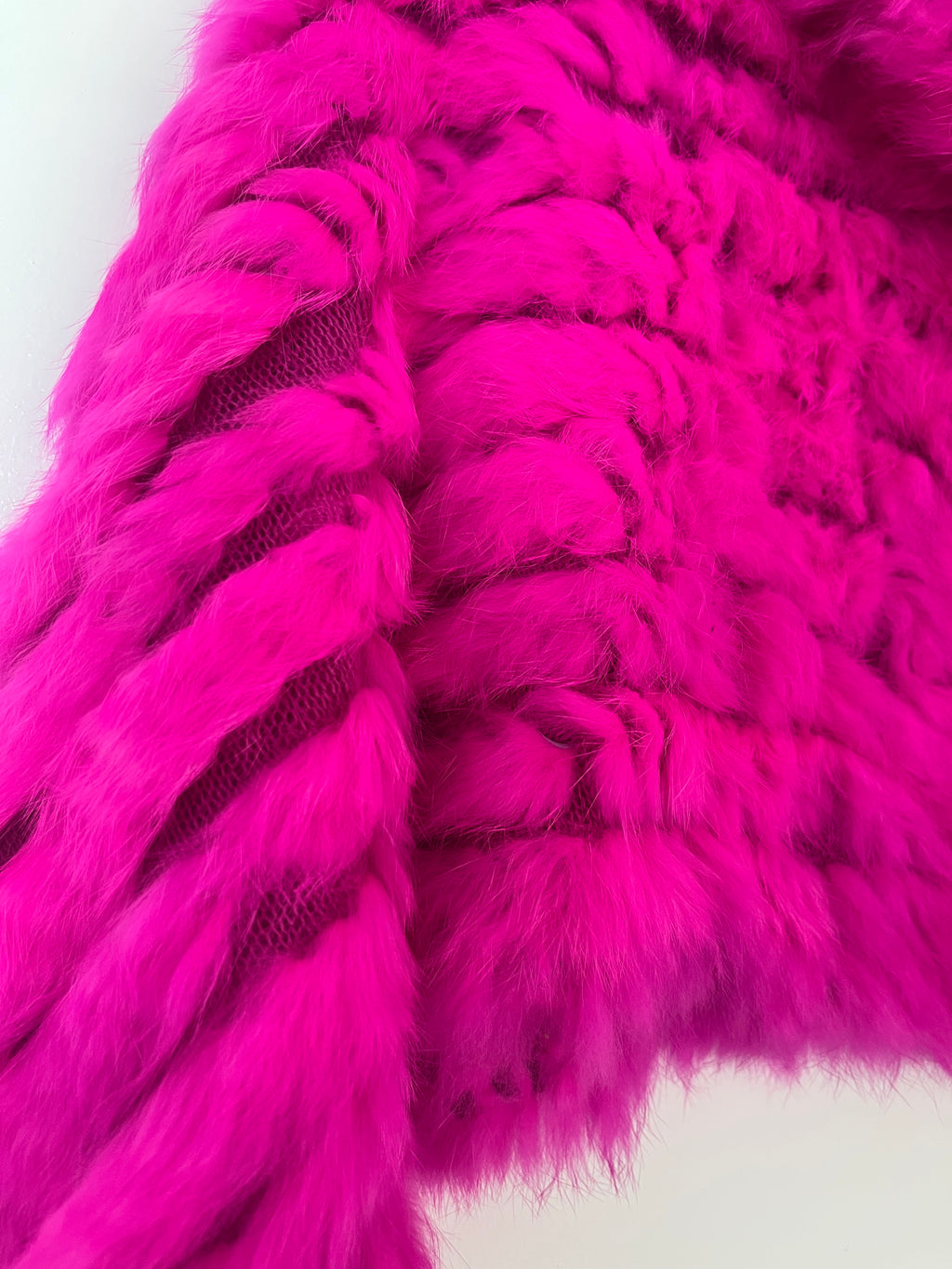 Hot Pink Genuine Rabbit Fur Shawl Wrap Capelet | Luxe Statement Real Fur Poncho