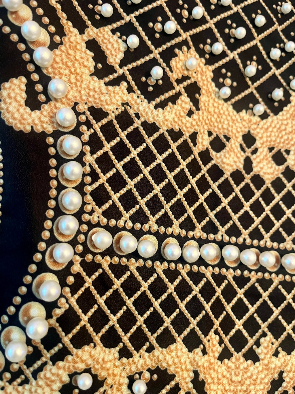 Statement Pearl & Gold Embellished Jacket – Baroque Beaded Blazer w Pockets