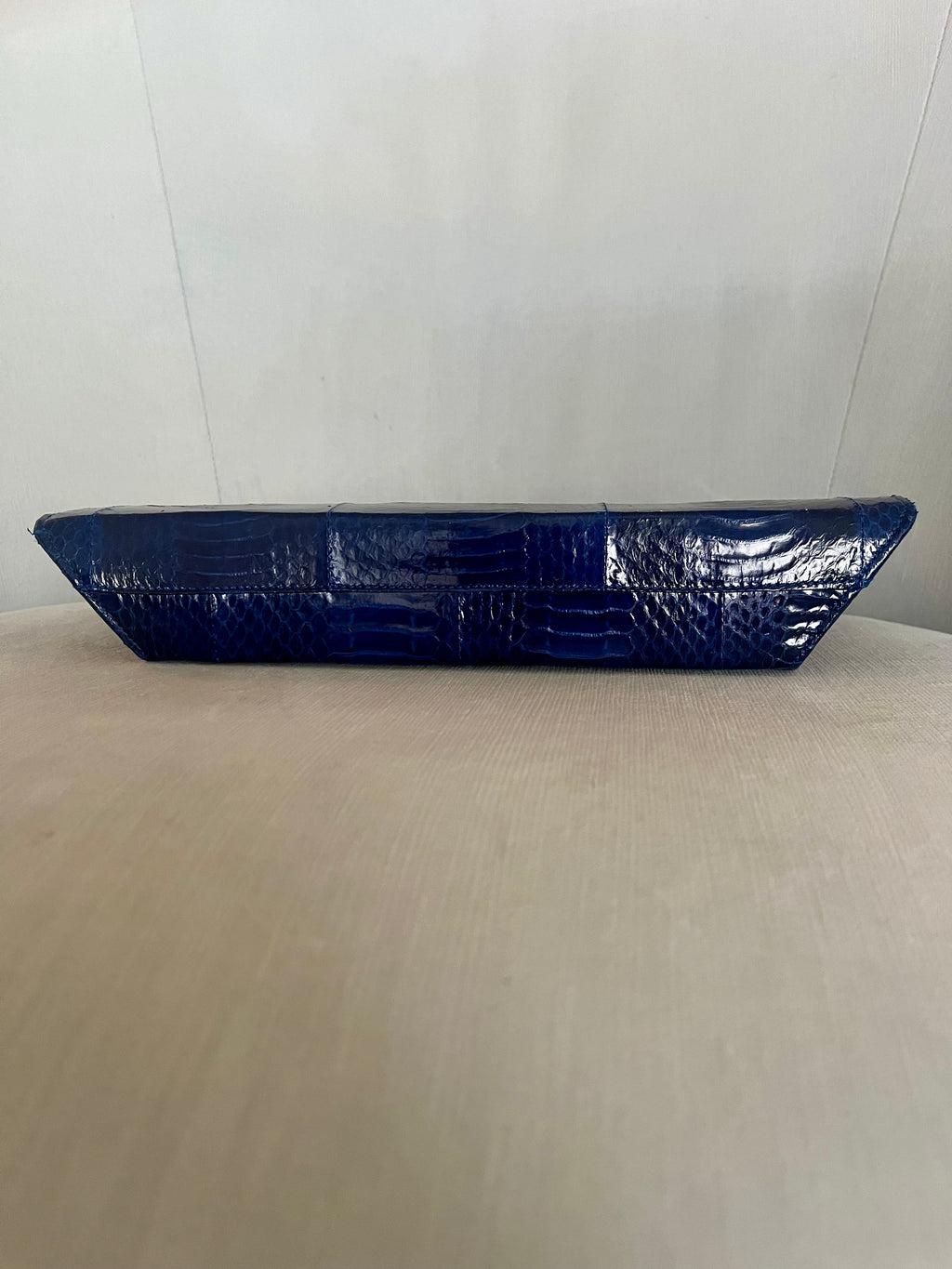 Genuine Navy Python Clutch – Midnight Blue Exotic Snakeskin Envelope