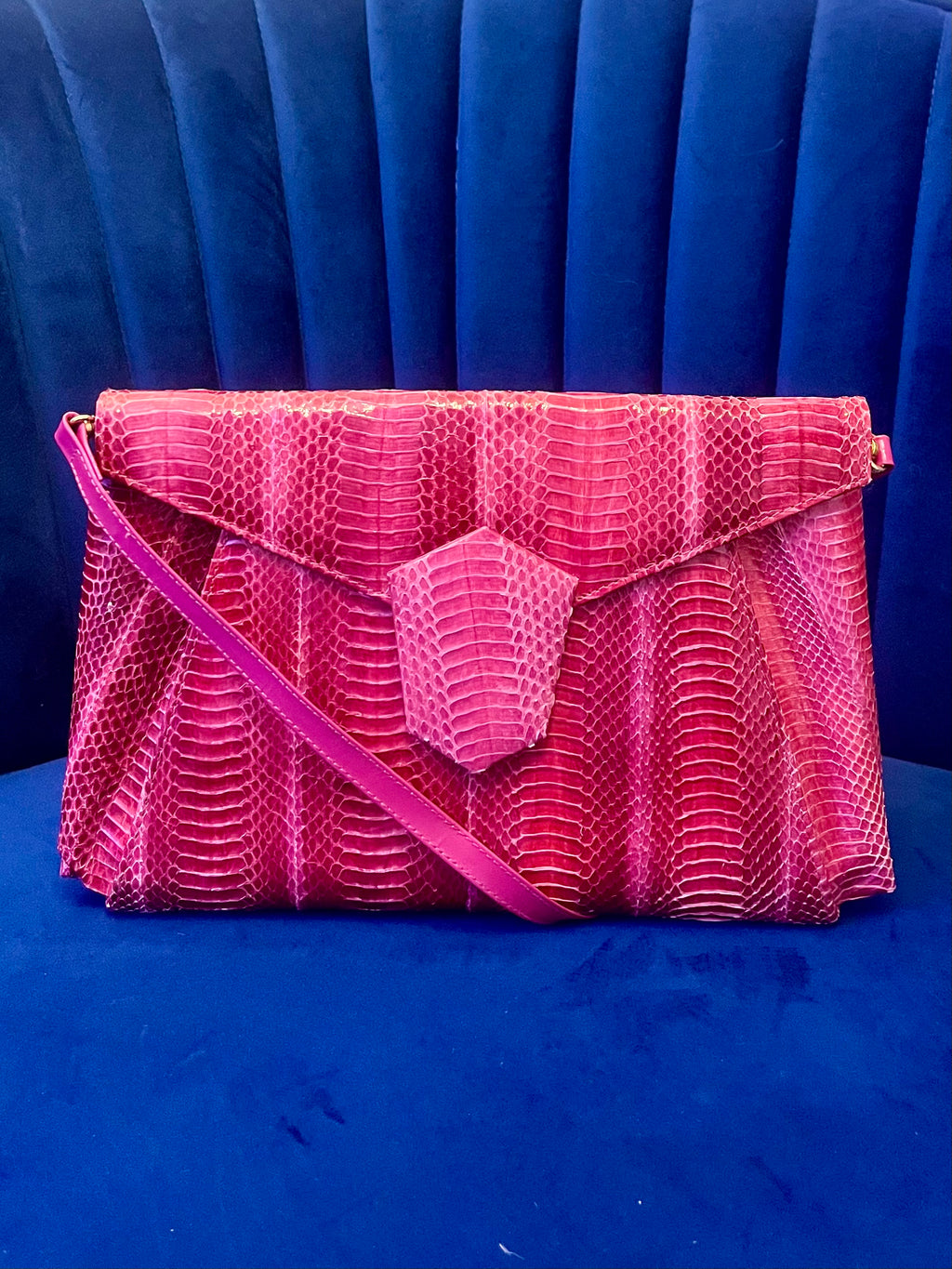 J. Renee Fuchsia Genuine Snakeskin Clutch & Crossbody Bag