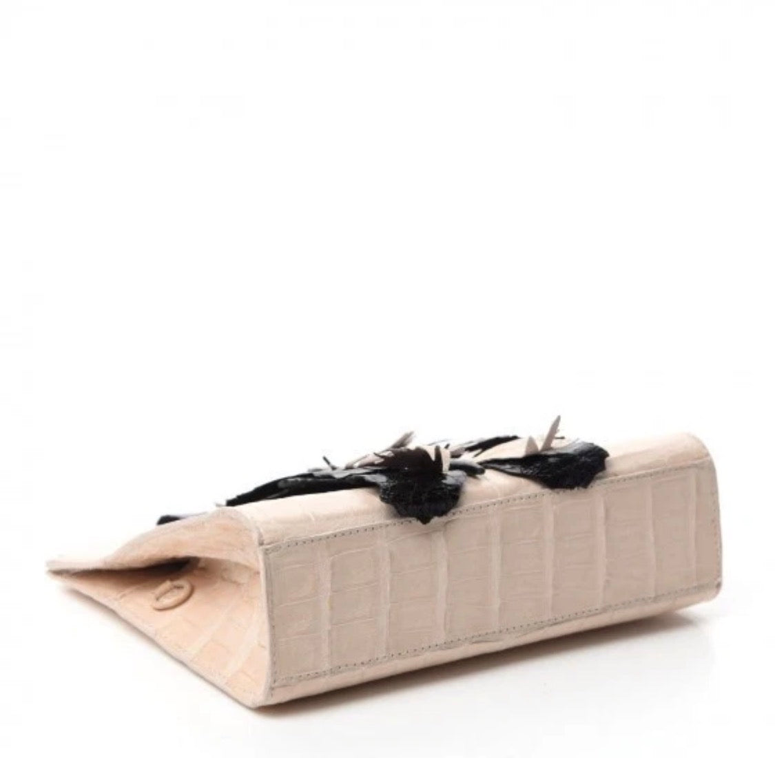 Nancy Gonzalez Blush Pink & Black Caiman Crocodile Butterfly Clutch / Crossbody