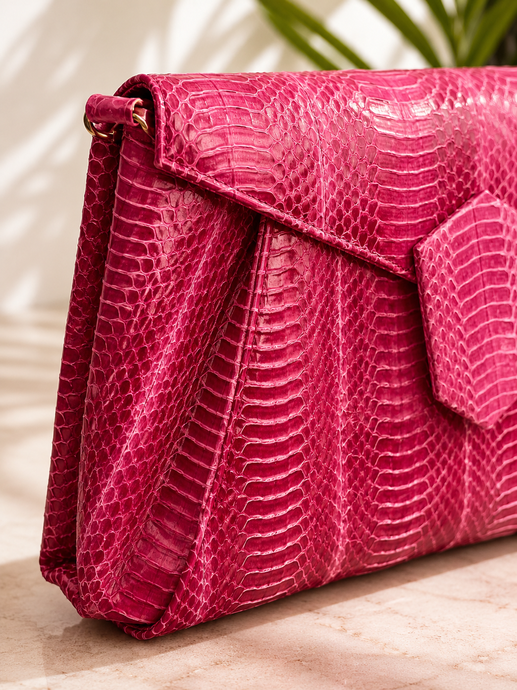 J. Renee Fuchsia Genuine Snakeskin Clutch & Crossbody Bag