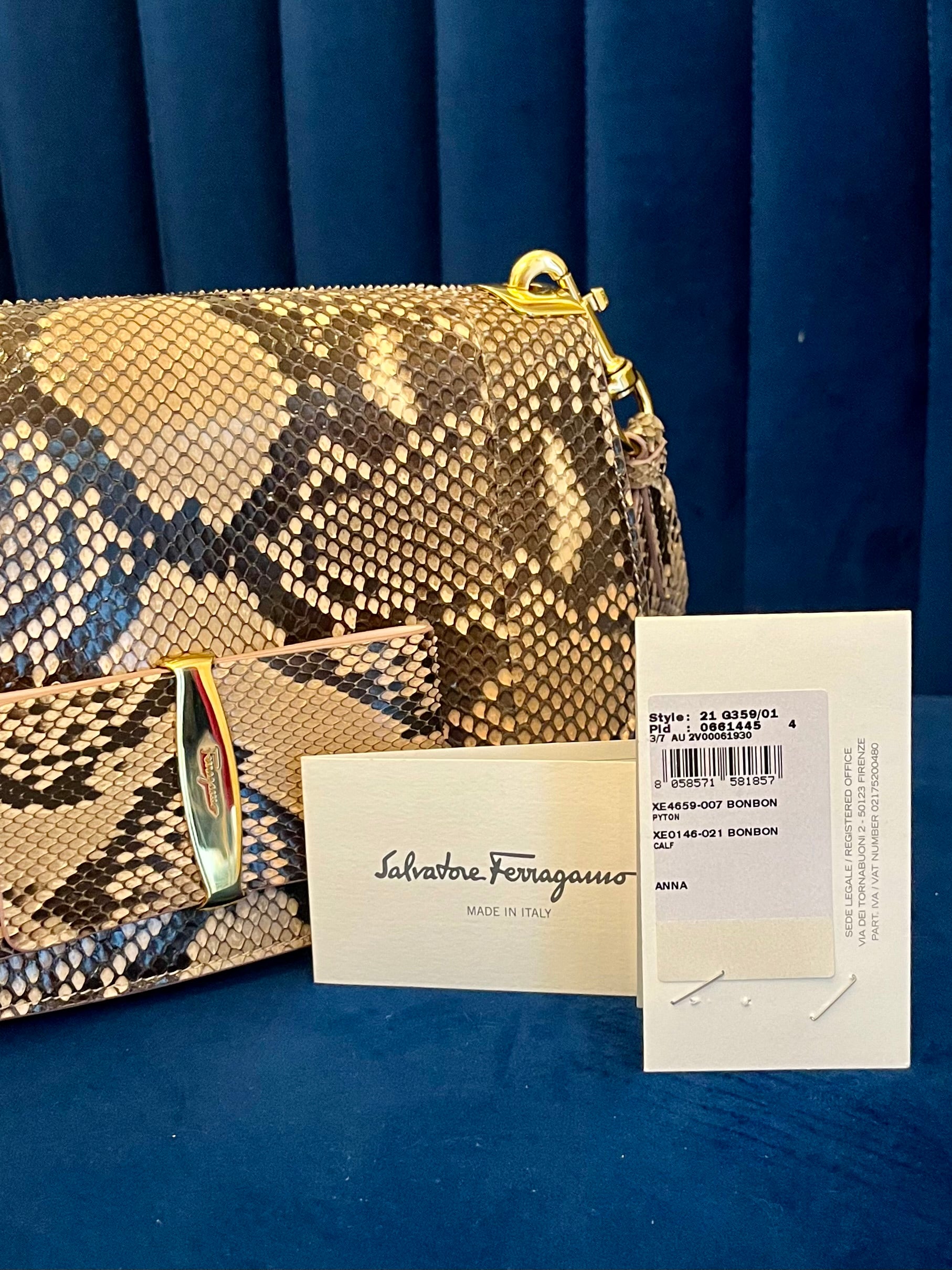 Salvatore Ferragamo “Anna” Genuine Python Saddle Bag | Special Edition - Blush