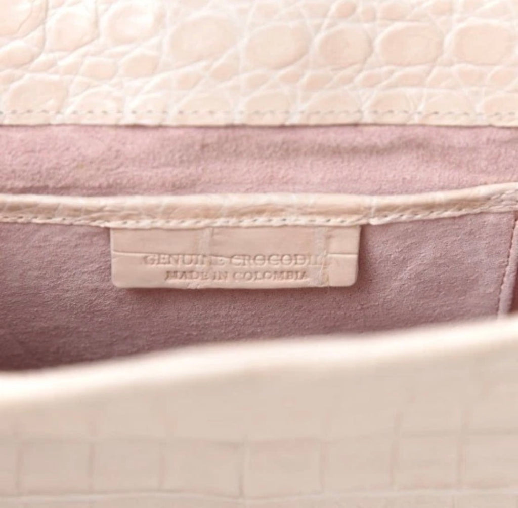 Nancy Gonzalez Blush Pink & Black Caiman Crocodile Butterfly Clutch / Crossbody