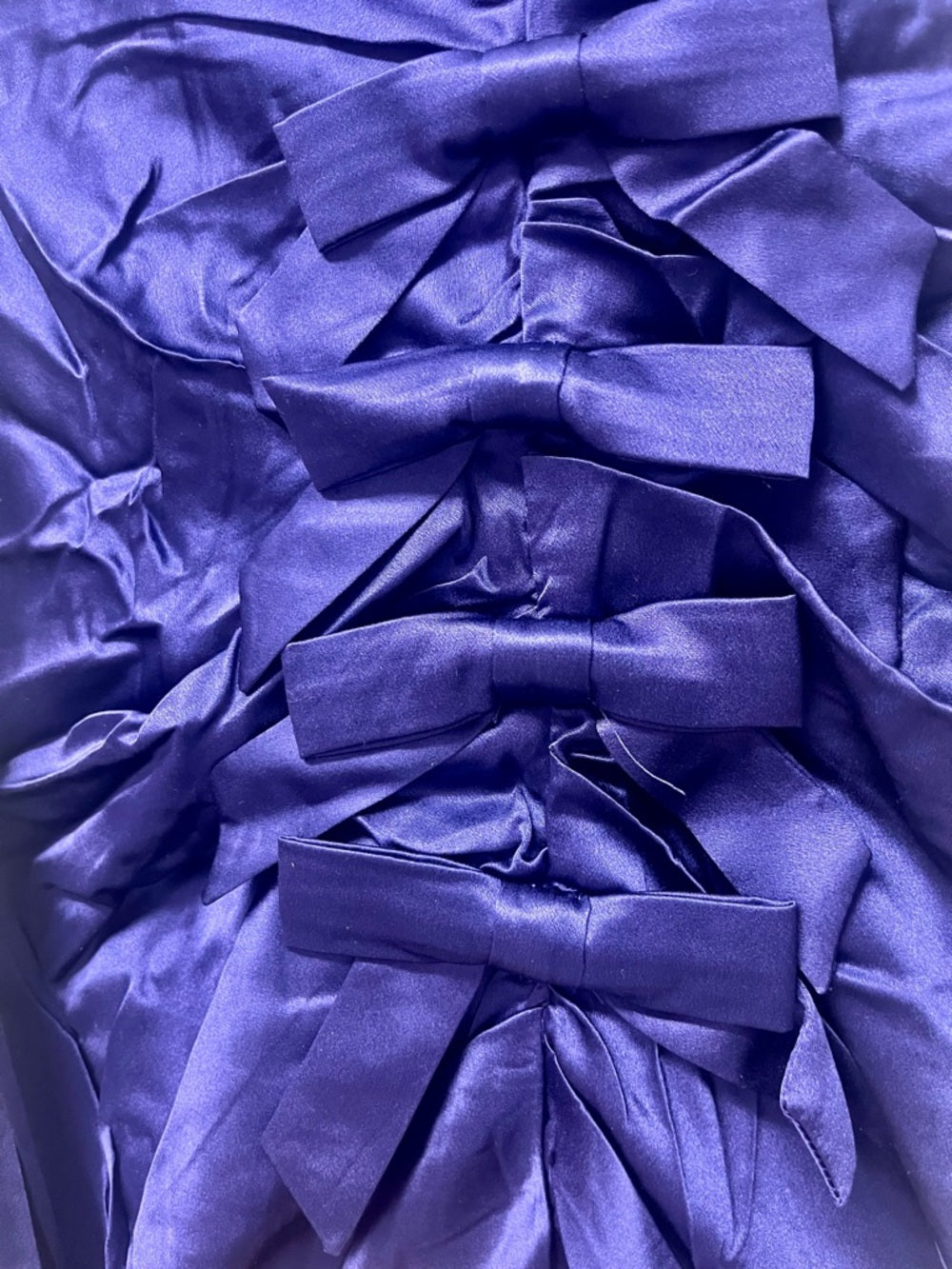Amanda Uprichard Fiorella Silk Ruched Mini Dress in Deep Purple — fabric texture and material closeup