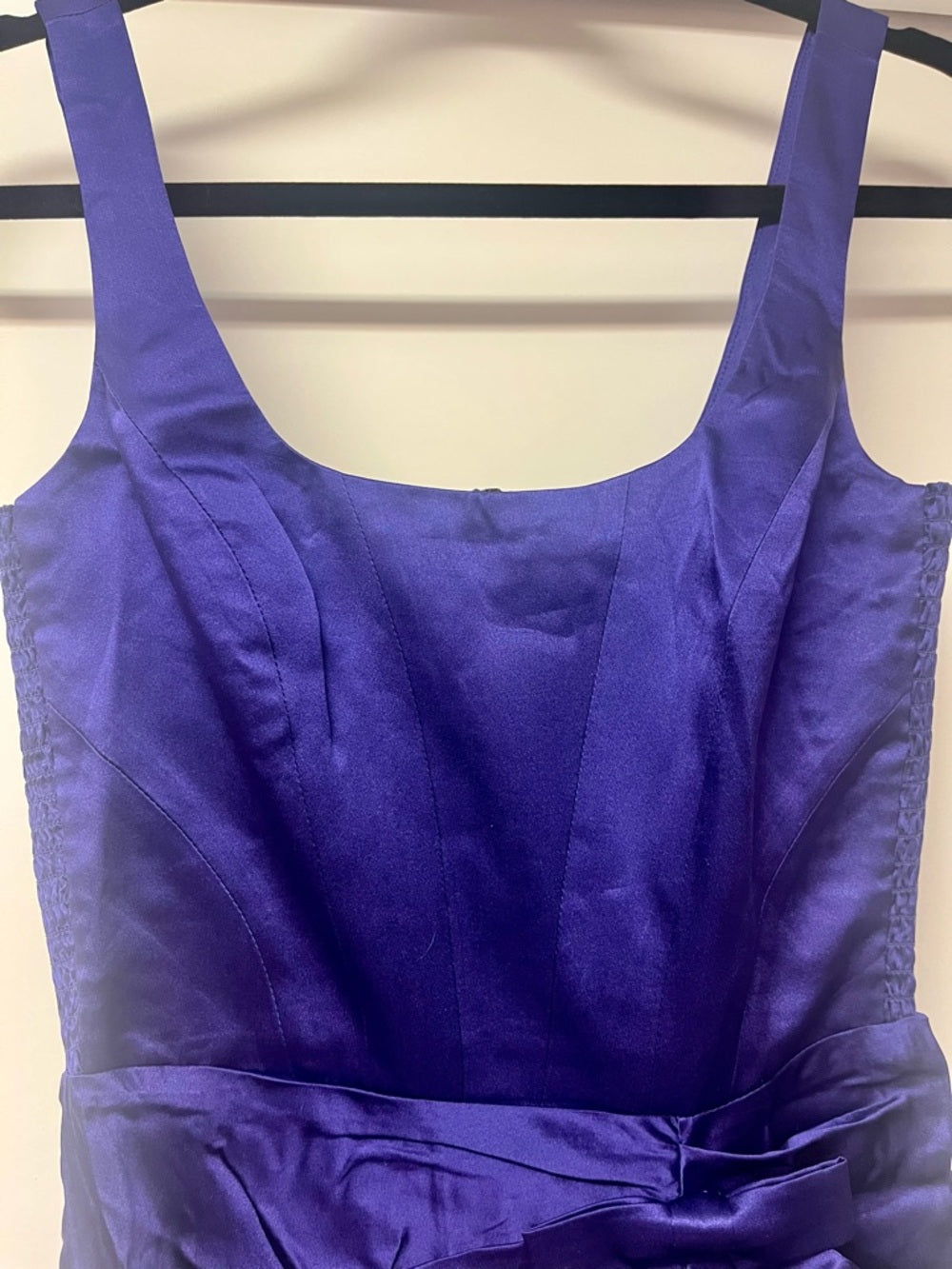 Amanda Uprichard Fiorella Silk Ruched Mini Dress in Deep Purple — waist shaping and draped construction