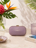 Anya Hindmarch Genuine Stingray Clutch Lavender & Gold Shagreen Evening Bag — designer exotic leather handbag silhouette