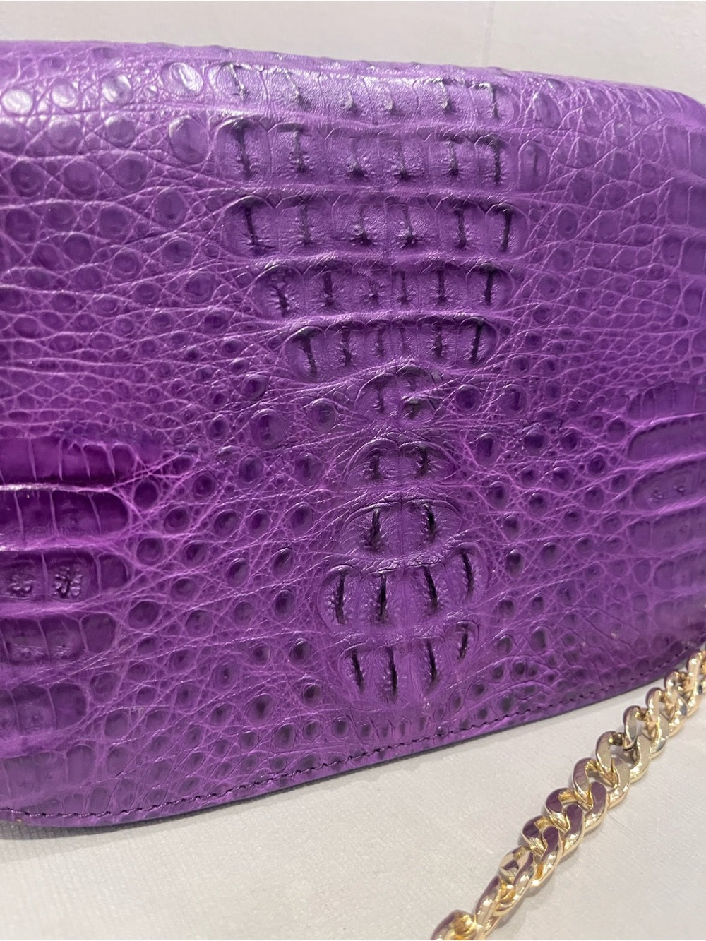 D’MOM Genuine Crocodile Exotic Leather Saddle Bag & Matching Coin Purse — handbag interior lining and storage