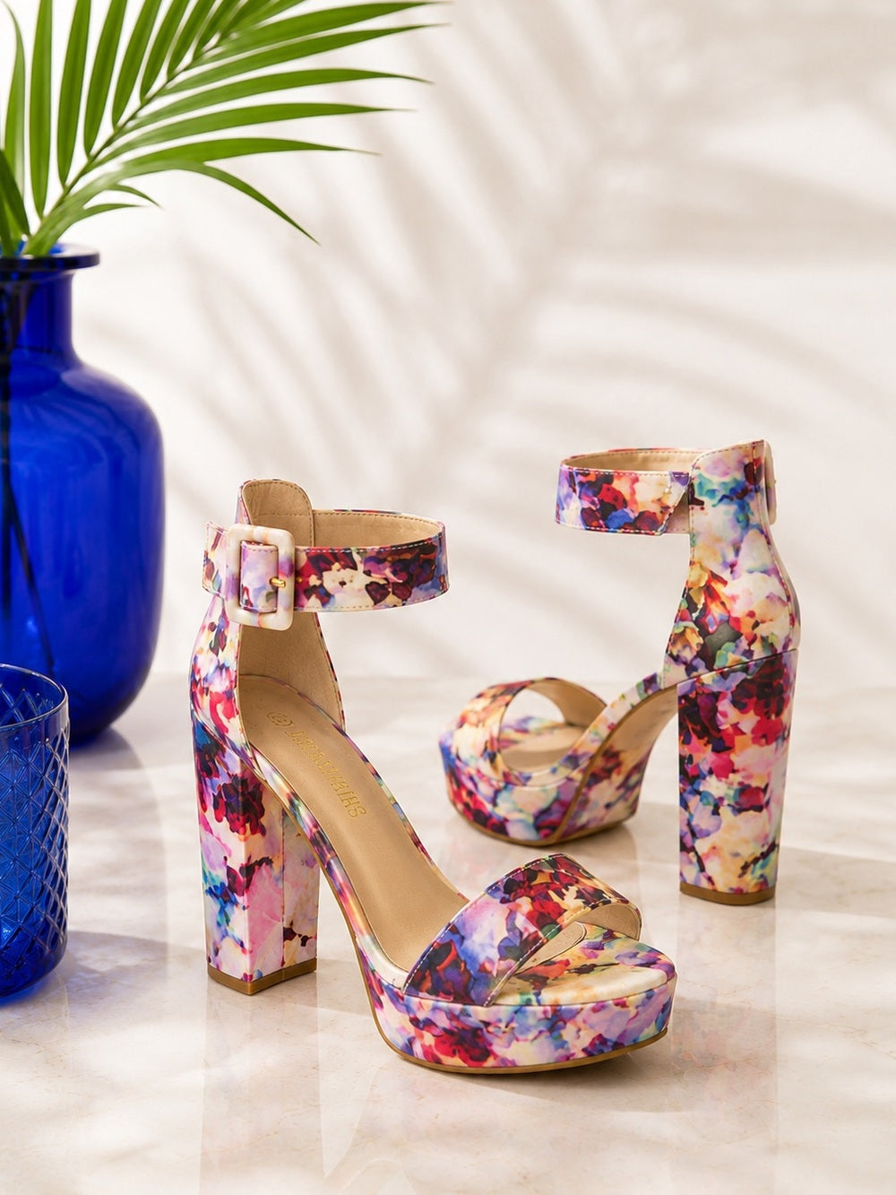 Dream Pairs Women's Open Toe Floral Chunky High Heel Platform Sandals — designer shoe silhouette and heel shape