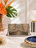 Elaine Turner Snakeskin Shoulder Bag – Neutral Python Print Evening Clutch — designer exotic leather handbag silhouette