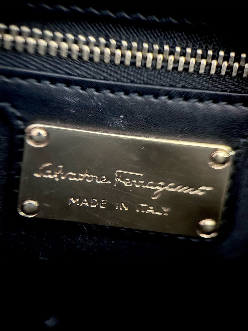 Ferragamo Fiamma Mini Stingray Satchel Black Galuchat Leather Top Handle — collectible designer bag material closeup