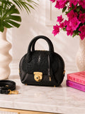 Ferragamo Fiamma Mini Stingray Satchel Black Galuchat Leather Top Handle — designer exotic leather handbag silhouette