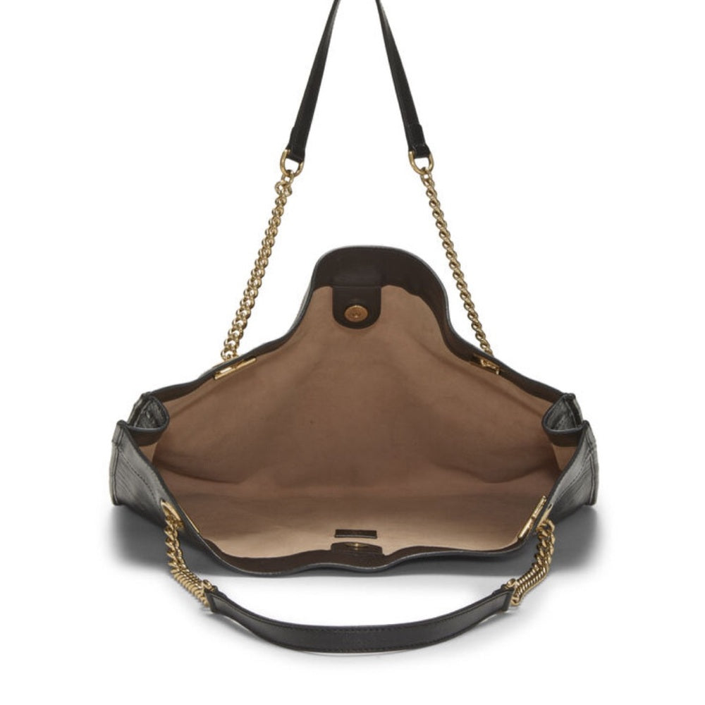 Gucci Black Leather Web Rajah Tote — designer logo branding and craftsmanship
