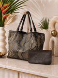 Gucci Genuine Python Tote + Matching Pouch Large Exotic Shoulder Bag Y2K — designer exotic leather handbag silhouette