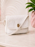 Gucci White Ostrich & Leather Vintage Crossbody Bag Gold GG Turnlock Flap — designer exotic leather handbag silhouette