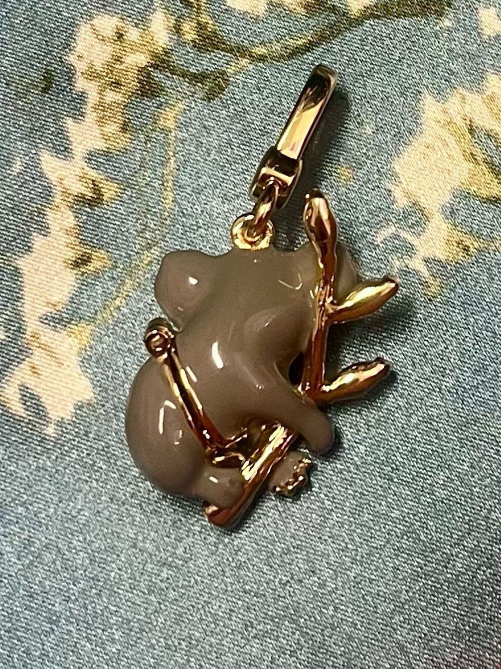 Juicy Couture Koala Charm/Pendant in Gray and Gold w Eucalyptus and Baby Koala — koala charm lobster clasp hardware