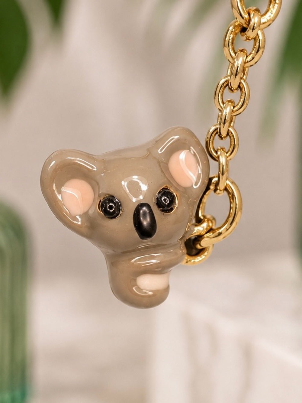 Juicy Couture Koala Charm/Pendant in Gray and Gold w Eucalyptus and Baby Koala — mother baby koala collectible charm
