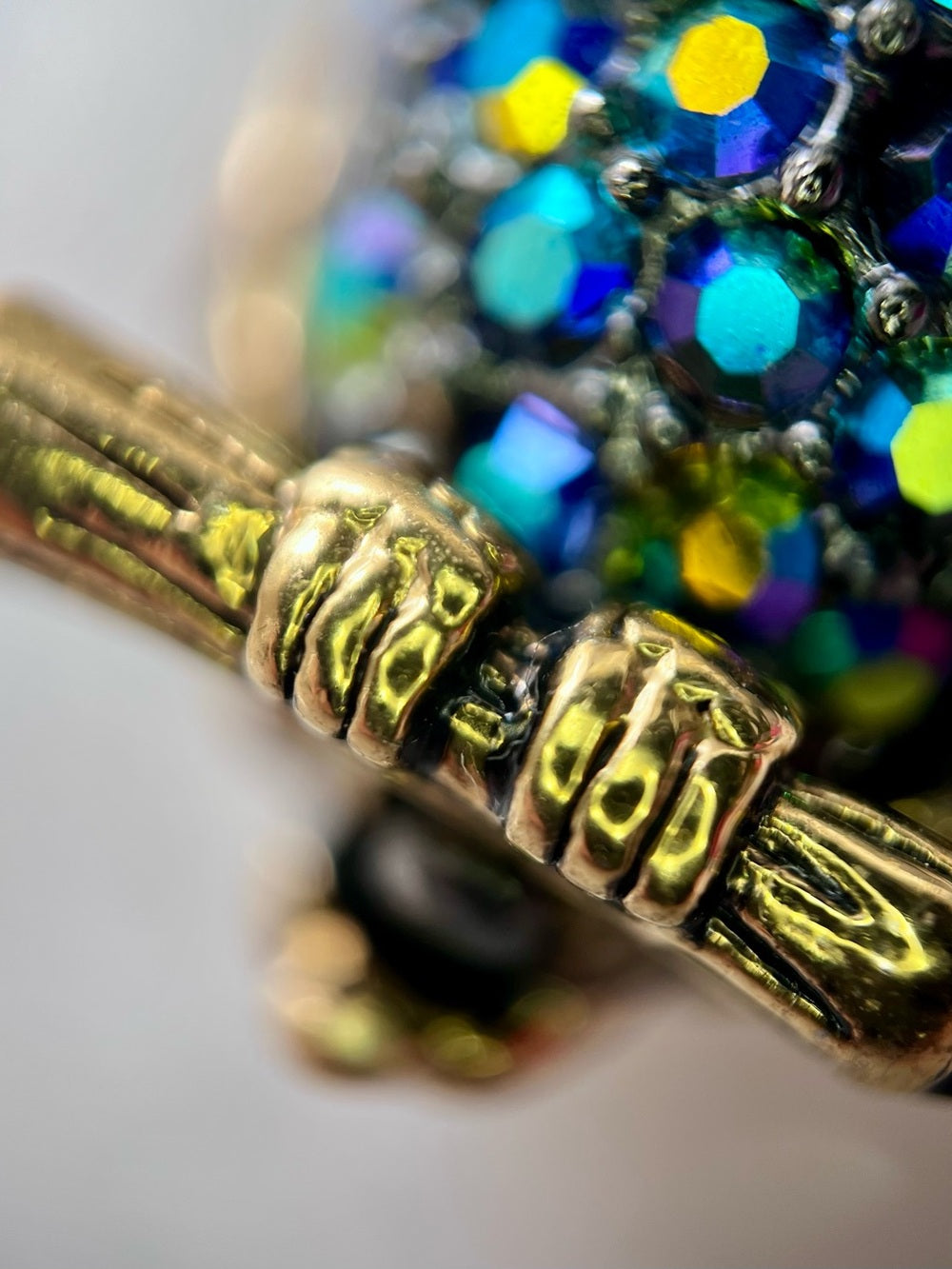Juicy Couture Pave Crystal Owl Charm - Multicolor Stones with Gold Tone — lobster clasp and charm attachment hardware
