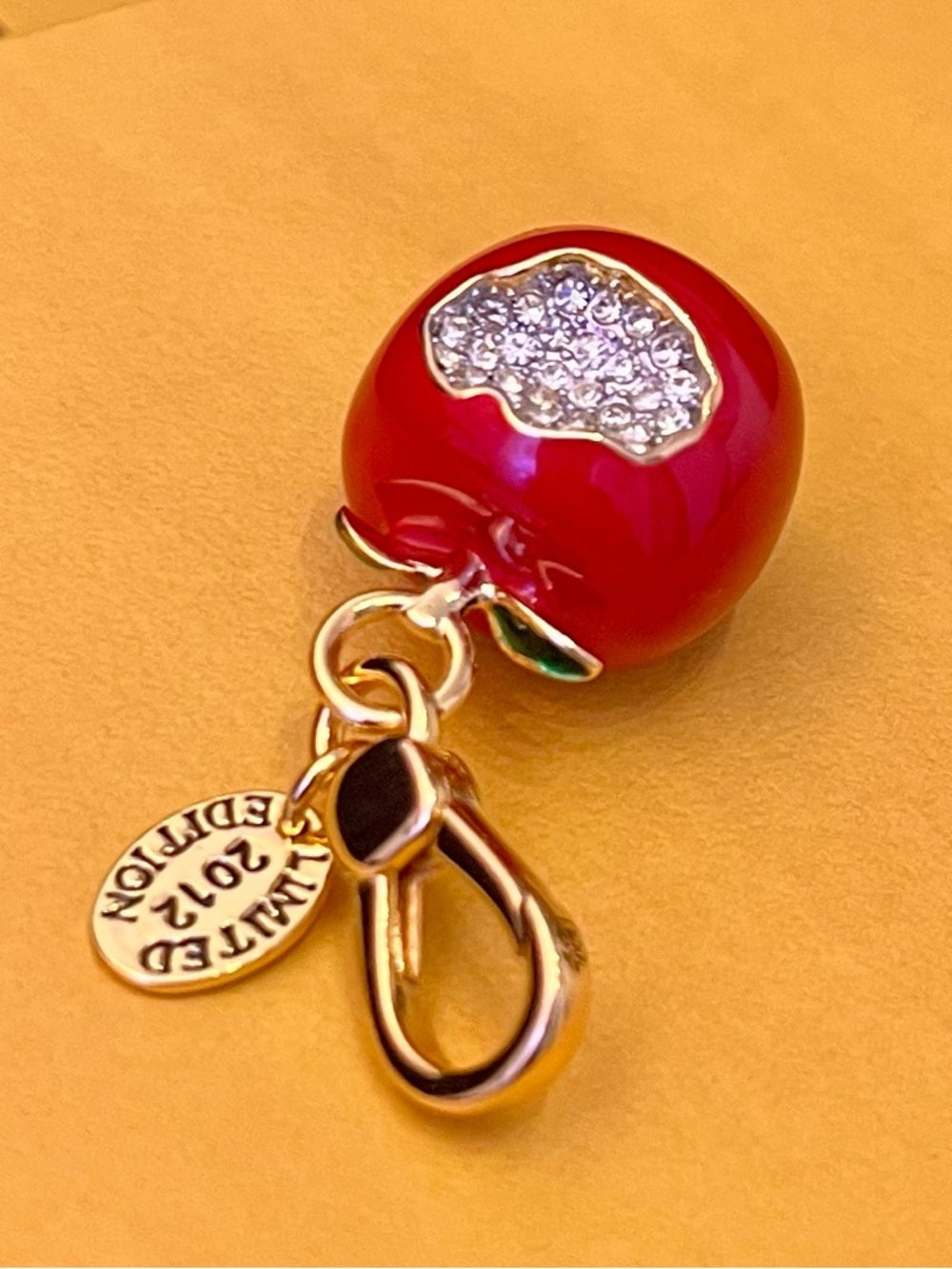 Juicy Couture Red Enamel Apple Charm with Crystal Pavé Bite Limited Edition 2012 — collectible designer charm enamel and crystals (additional view 2)