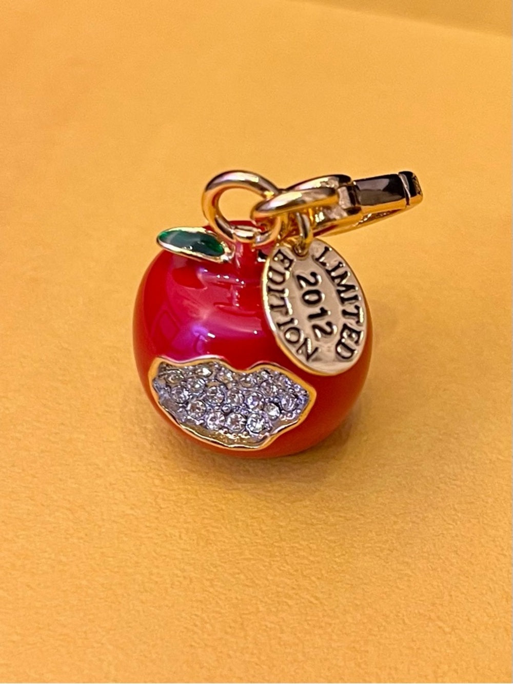 Juicy Couture Red Enamel Apple Charm with Crystal Pavé Bite Limited Edition 2012 — enamel color and jeweled accent detail (additional view 2)