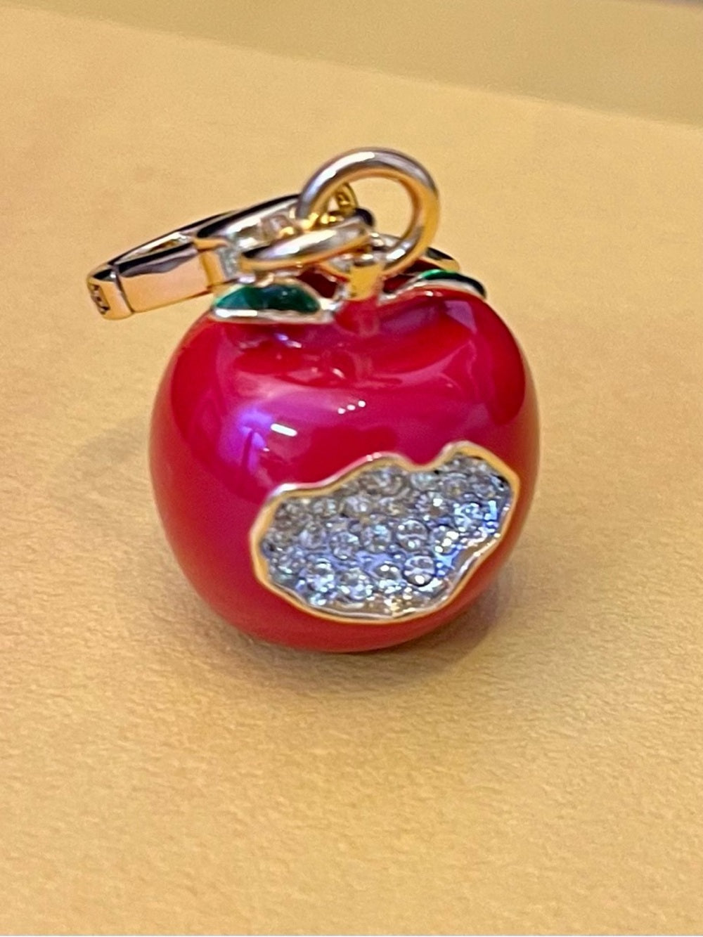 Juicy Couture Red Enamel Apple Charm with Crystal Pavé Bite Limited Edition 2012 — gold tone charm sculptural metalwork (additional view 2)