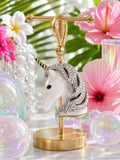 Juicy Couture Jeweled Unicorn Charm – Pearlescent White & Crystal Gold — front view editorial photo