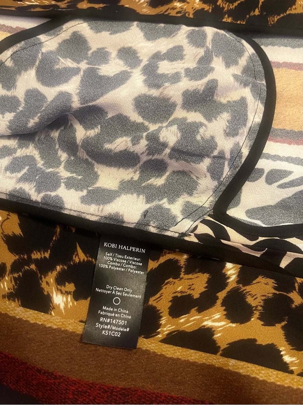 Kobi Halperin Mixed Print Longline Open Cardigan Jacket - Animal Print — material finish and color detail