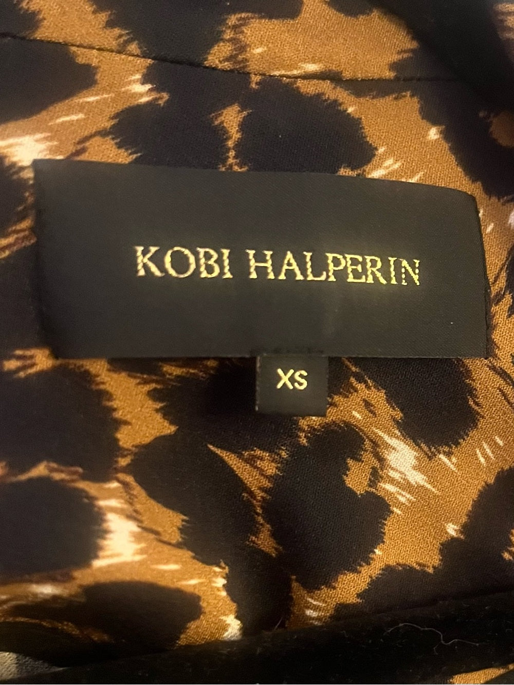 Kobi Halperin Mixed Print Longline Open Cardigan Jacket - Animal Print — designer branding and logo closeup