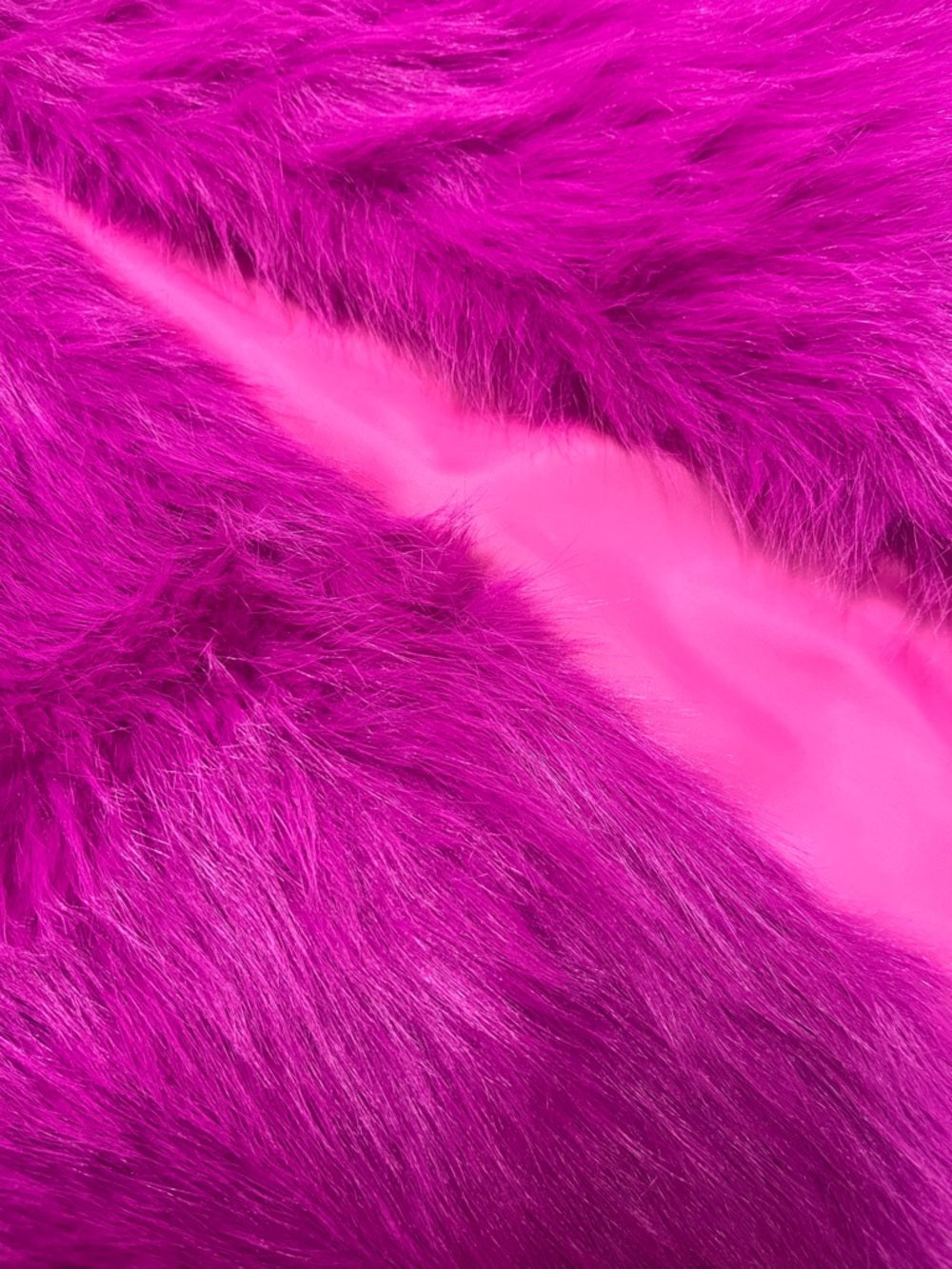 Vibrant Fuchsia Fluffy Faux Fur Overcoat, Outwear Parka Long Coat w Pockets