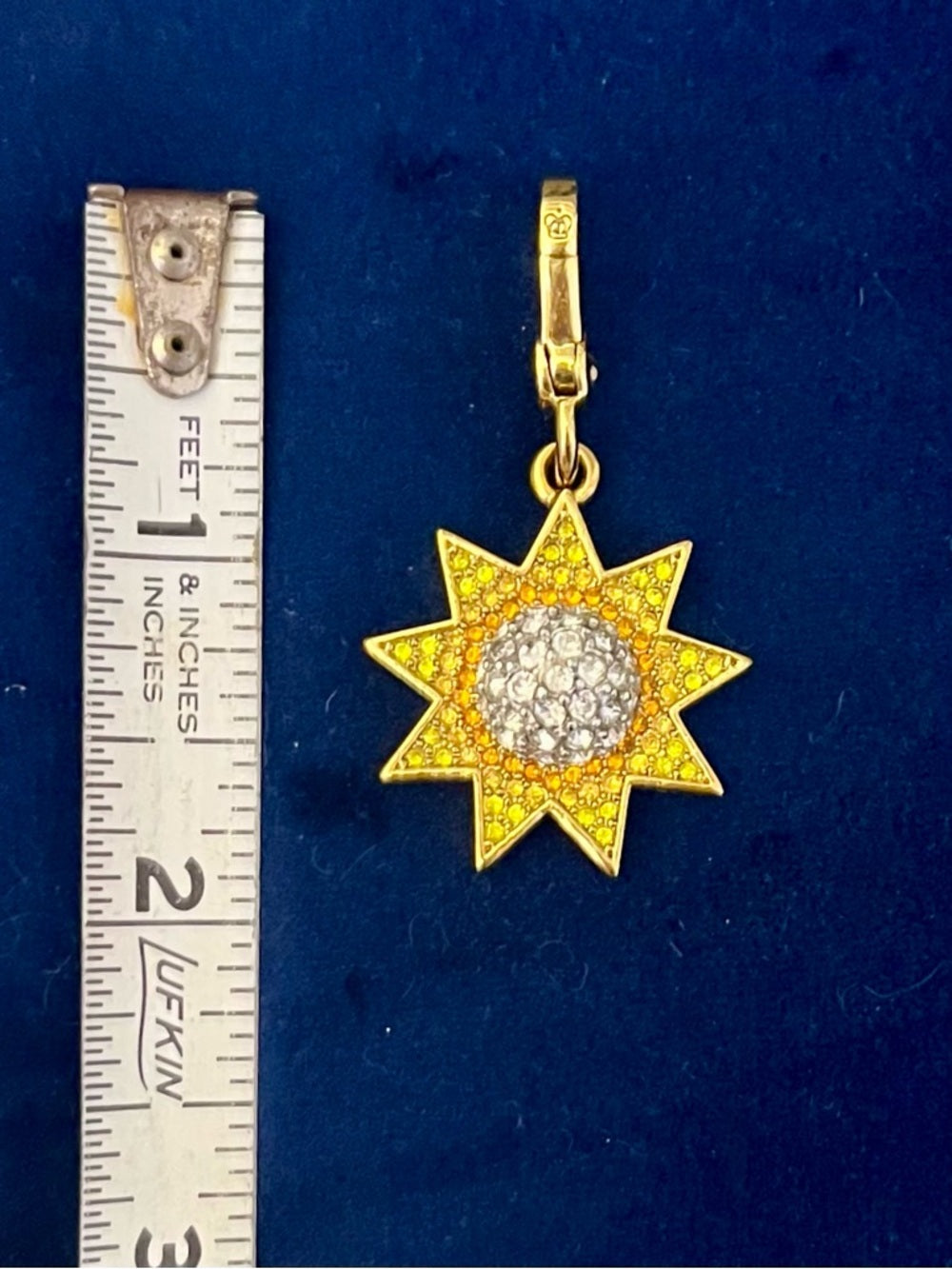 Juicy Couture Gold Starburst Crystal Charm - Yellow, Orange and Clear Pave