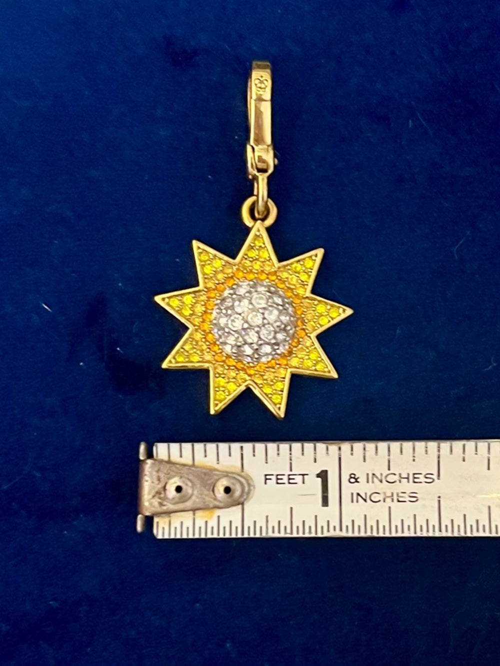 Juicy Couture Gold Starburst Crystal Charm - Yellow, Orange and Clear Pave
