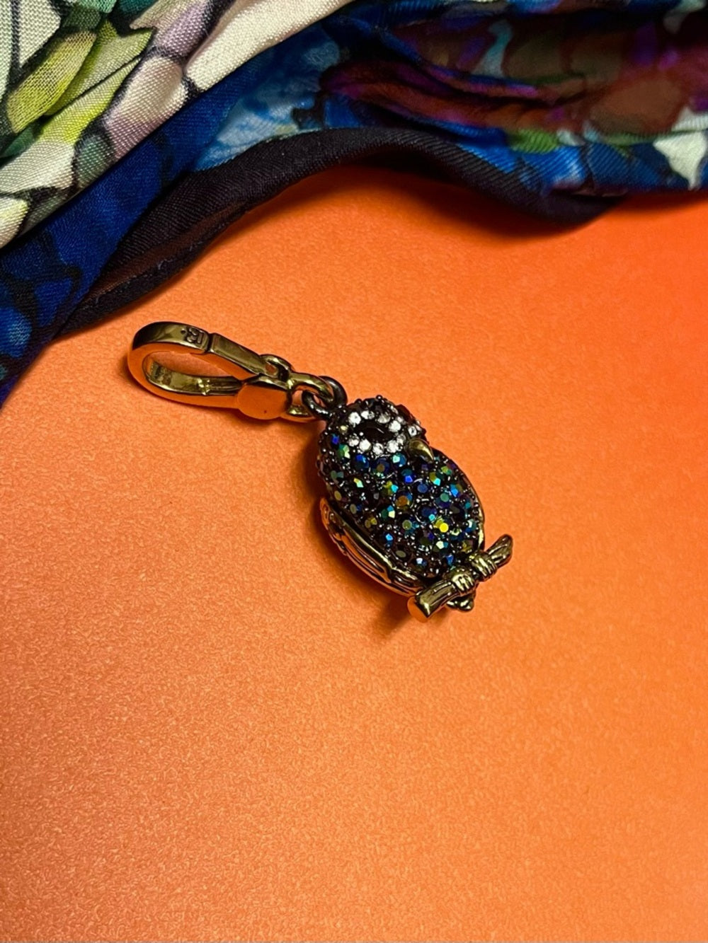 Juicy Couture Pave Crystal Owl Charm - Multicolor Stones with Gold Tone
