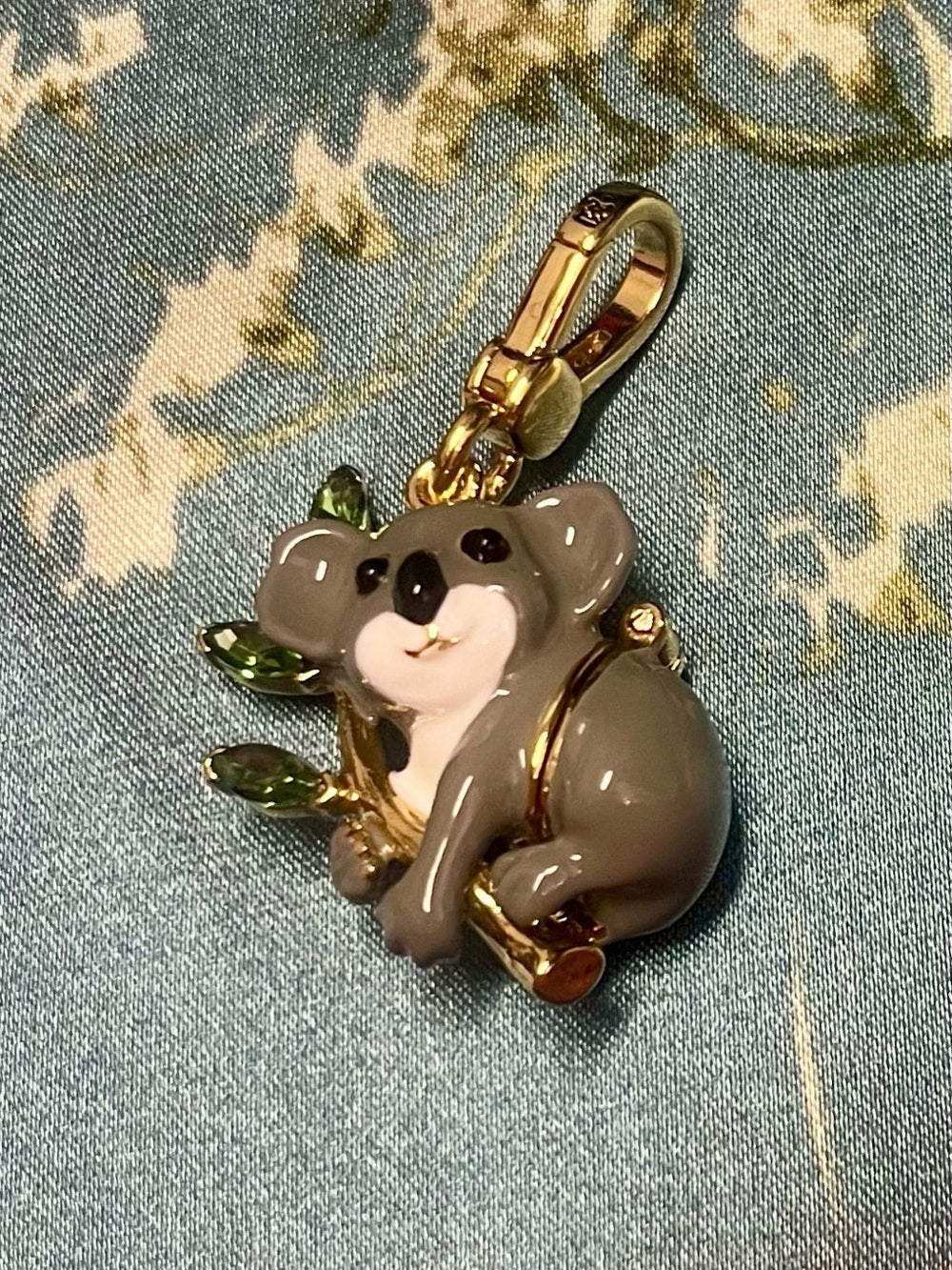 Juicy Couture Koala Charm/Pendant in Gray and Gold w Eucalyptus and Baby Koala