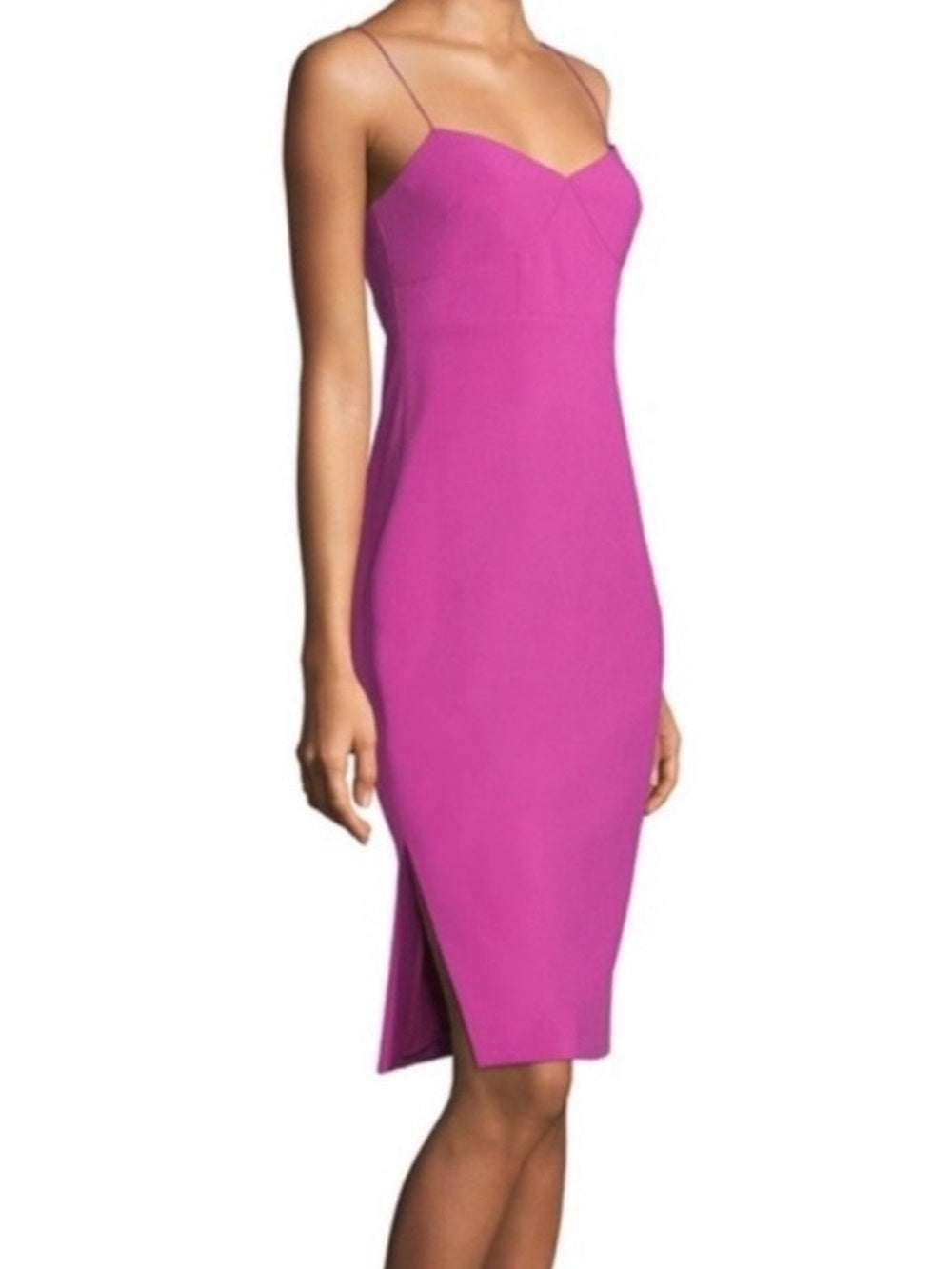 Likely Caprio Fuchsia Spaghetti-Strap Midi Dress w Side Slit - Size 00