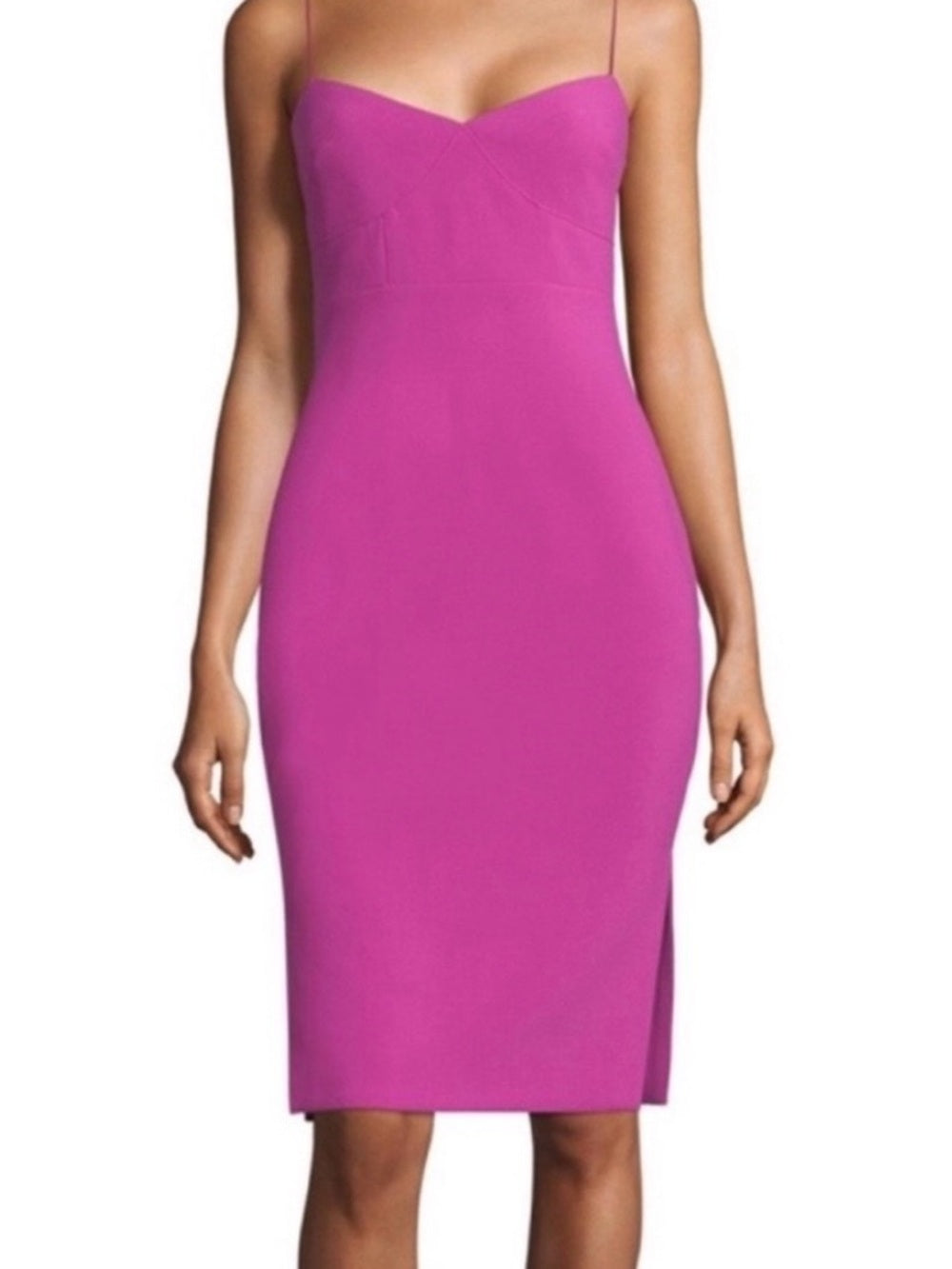 Likely Caprio Fuchsia Spaghetti-Strap Midi Dress w Side Slit - Size 00
