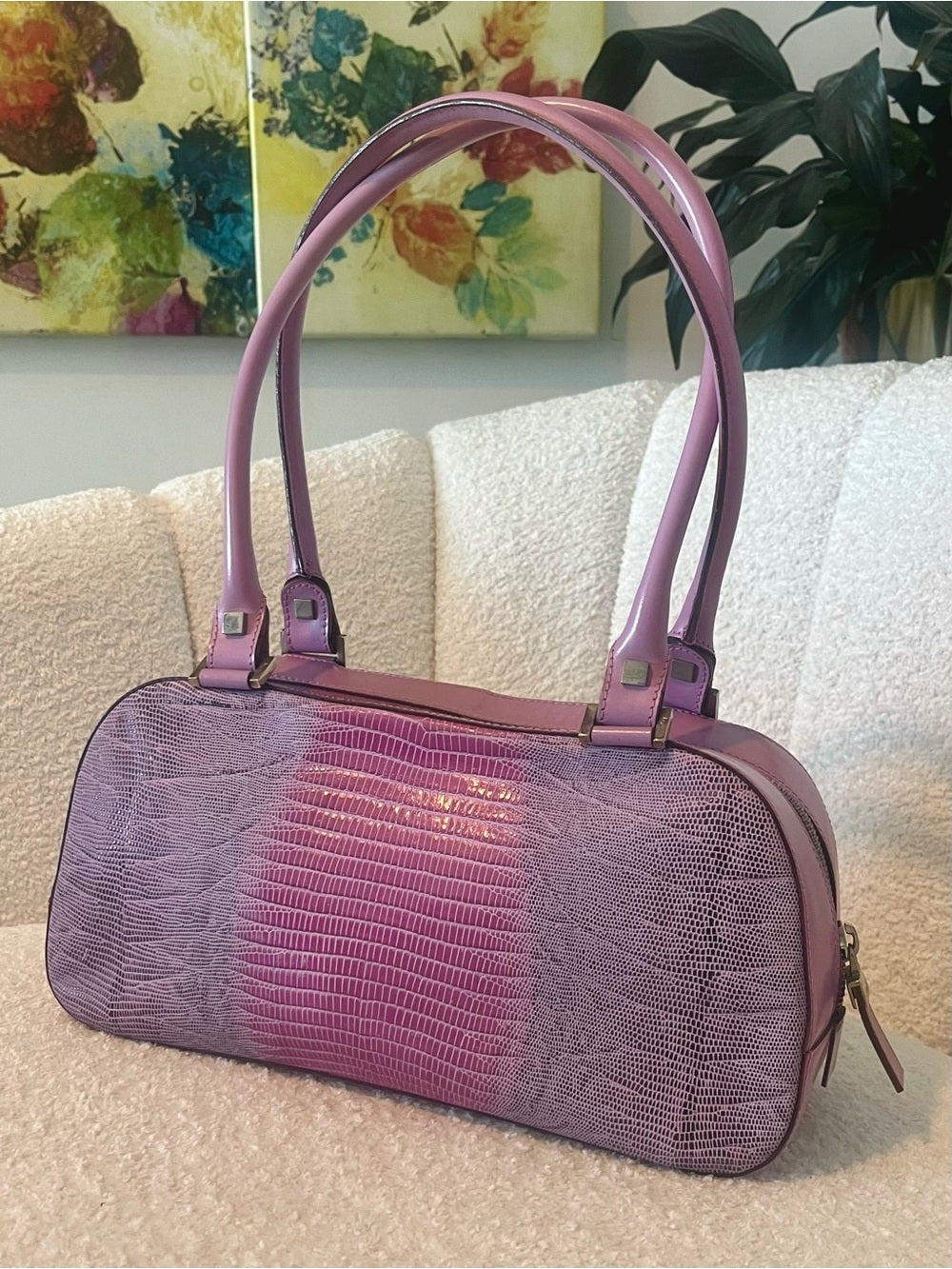 RARE Salvatore Ferragamo Tejus Lizard Purple Shoulder Bag - Vintage (80’s/90’s)