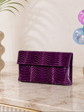 Vintage Genuine Python Leather Clutch / Crossbody Bag - RARE Purple Exotic Skin
