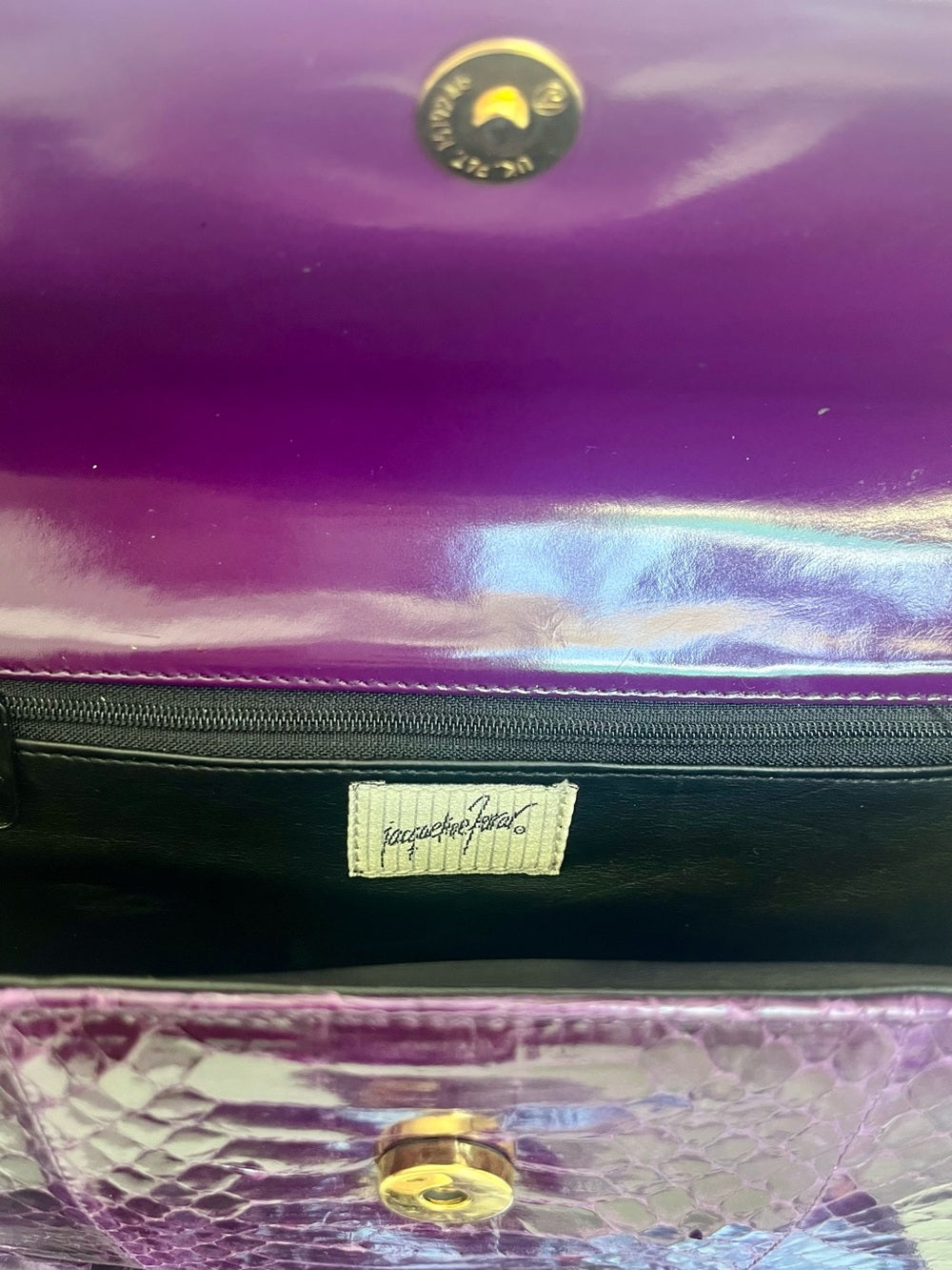 Vintage Genuine Python Leather Clutch / Crossbody Bag - RARE Purple Exotic Skin